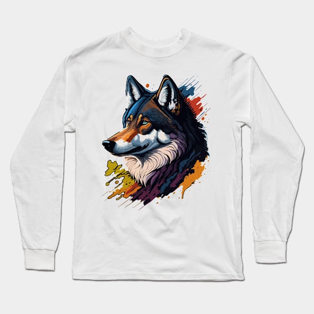 Wolf Portrait Long Sleeve T-Shirt by SpriteGuy95